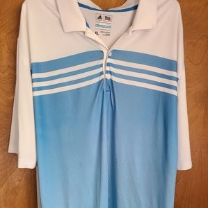 🌟 4/$20 Adidas Blue and White Striped Polo - size XL